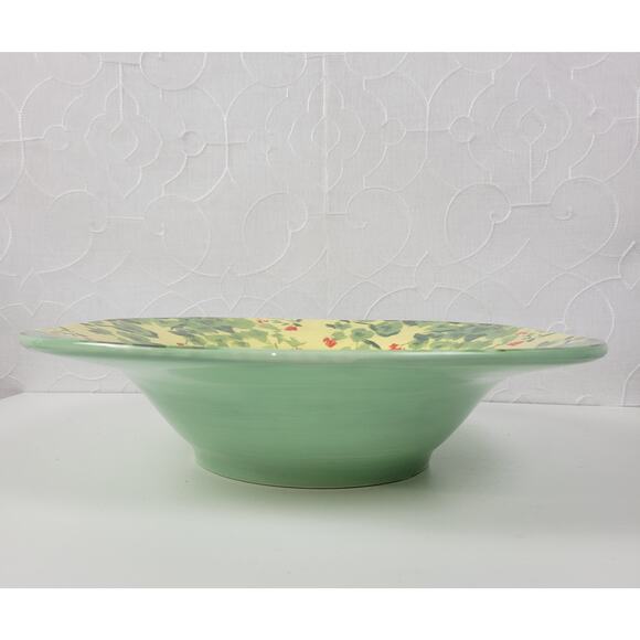 2003 Enesco Carol Rowan Geraniums Serving Bowl Red Green Yellow Pasta - Picture 9 of 13